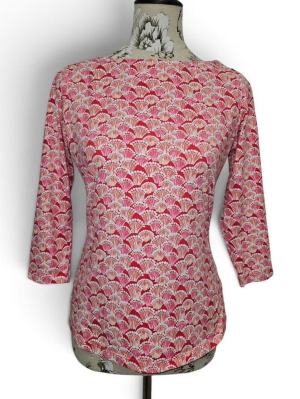 J.McLaughlin, Women’s Pink Patterned 3/4 Sleeve Blouse, Size Small